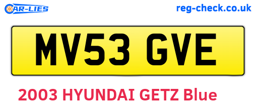 MV53GVE are the vehicle registration plates.