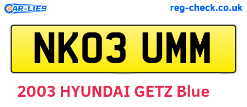 NK03UMM are the vehicle registration plates.