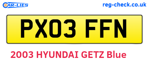 PX03FFN are the vehicle registration plates.