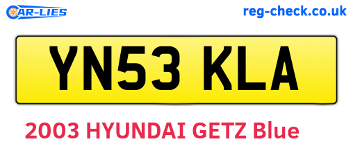 YN53KLA are the vehicle registration plates.