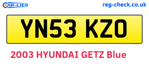 YN53KZO are the vehicle registration plates.