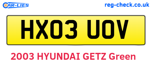 HX03UOV are the vehicle registration plates.
