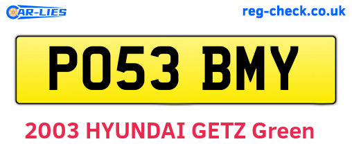 PO53BMY are the vehicle registration plates.
