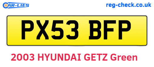 PX53BFP are the vehicle registration plates.