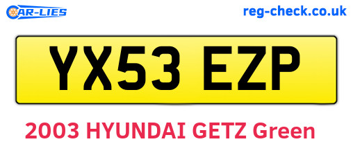 YX53EZP are the vehicle registration plates.