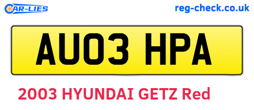 AU03HPA are the vehicle registration plates.