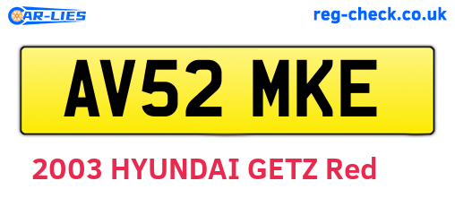 AV52MKE are the vehicle registration plates.