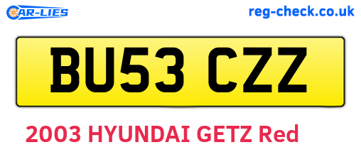 BU53CZZ are the vehicle registration plates.