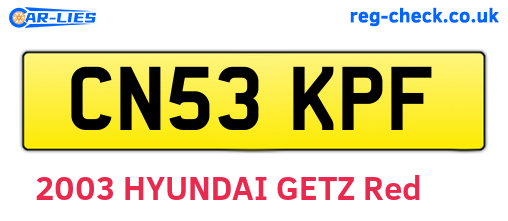CN53KPF are the vehicle registration plates.