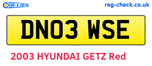 DN03WSE are the vehicle registration plates.