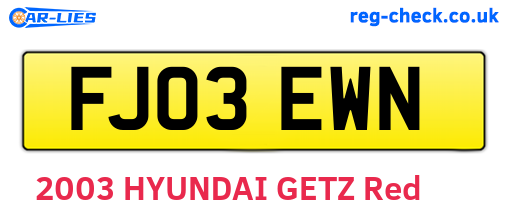 FJ03EWN are the vehicle registration plates.