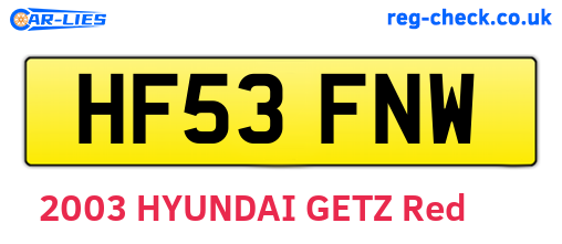 HF53FNW are the vehicle registration plates.