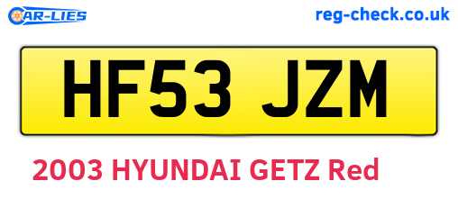 HF53JZM are the vehicle registration plates.