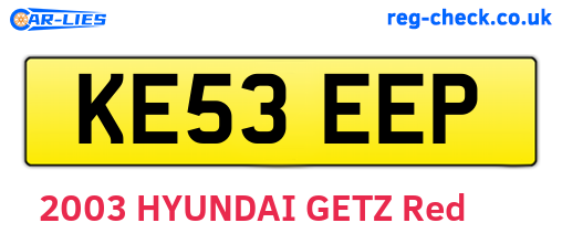 KE53EEP are the vehicle registration plates.