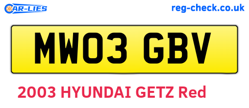 MW03GBV are the vehicle registration plates.