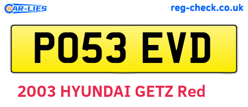 PO53EVD are the vehicle registration plates.