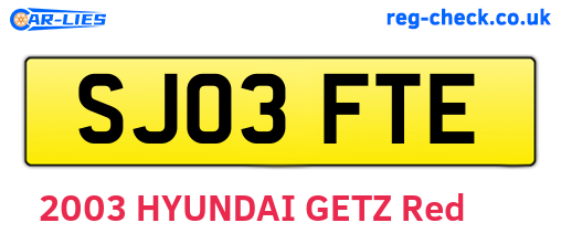 SJ03FTE are the vehicle registration plates.