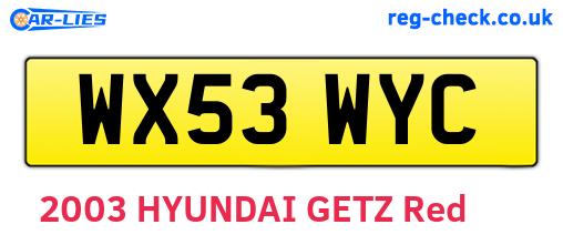 WX53WYC are the vehicle registration plates.