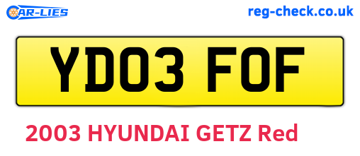 YD03FOF are the vehicle registration plates.