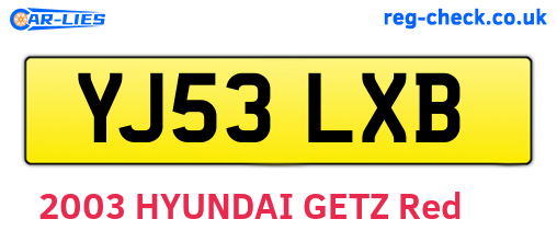 YJ53LXB are the vehicle registration plates.