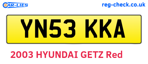 YN53KKA are the vehicle registration plates.