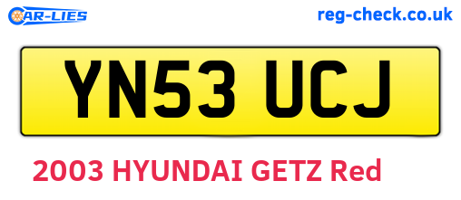 YN53UCJ are the vehicle registration plates.