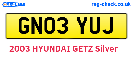 GN03YUJ are the vehicle registration plates.