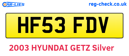 HF53FDV are the vehicle registration plates.