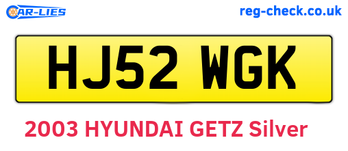 HJ52WGK are the vehicle registration plates.