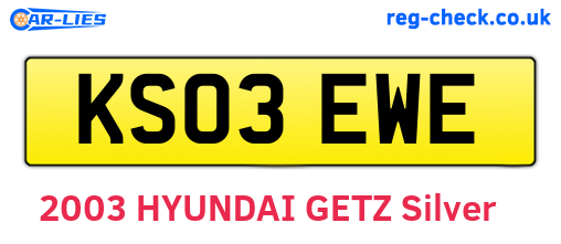KS03EWE are the vehicle registration plates.