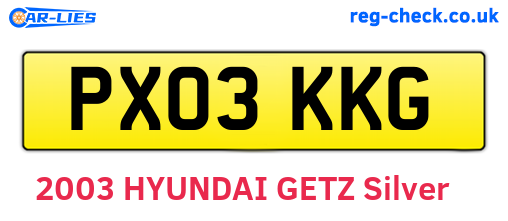 PX03KKG are the vehicle registration plates.