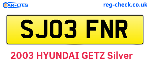 SJ03FNR are the vehicle registration plates.