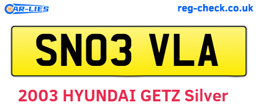SN03VLA are the vehicle registration plates.