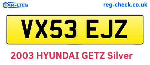 VX53EJZ are the vehicle registration plates.