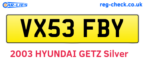 VX53FBY are the vehicle registration plates.