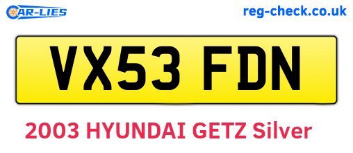 VX53FDN are the vehicle registration plates.