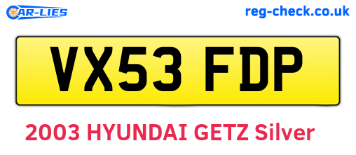 VX53FDP are the vehicle registration plates.