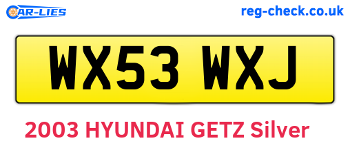 WX53WXJ are the vehicle registration plates.