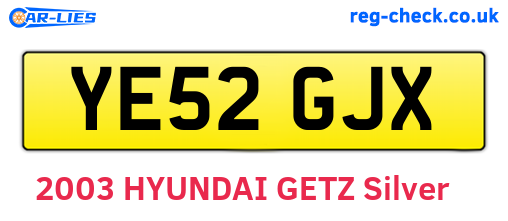 YE52GJX are the vehicle registration plates.