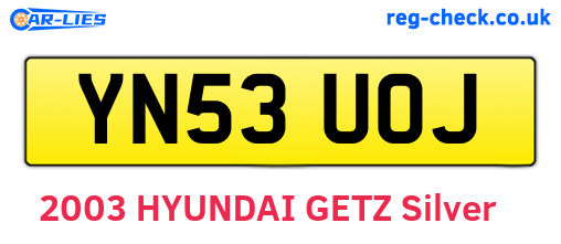 YN53UOJ are the vehicle registration plates.
