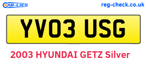 YV03USG are the vehicle registration plates.
