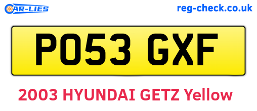 PO53GXF are the vehicle registration plates.