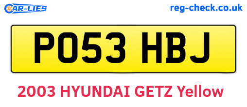 PO53HBJ are the vehicle registration plates.