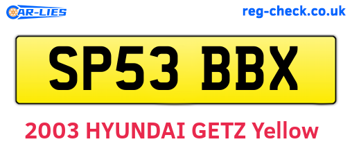 SP53BBX are the vehicle registration plates.