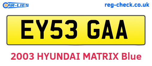 EY53GAA are the vehicle registration plates.