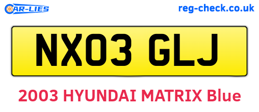 NX03GLJ are the vehicle registration plates.