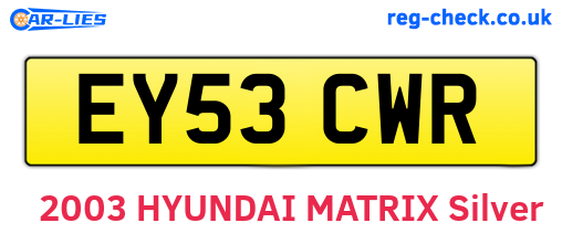 EY53CWR are the vehicle registration plates.