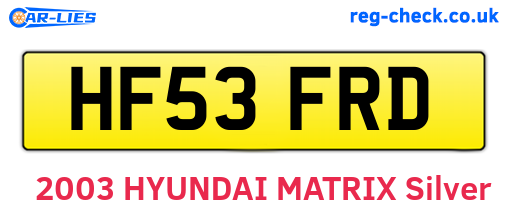HF53FRD are the vehicle registration plates.