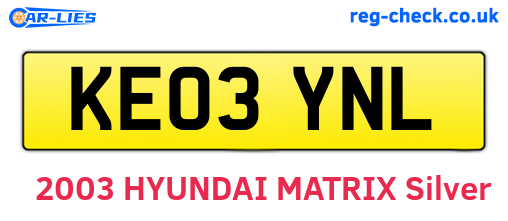 KE03YNL are the vehicle registration plates.