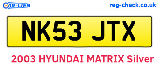 NK53JTX are the vehicle registration plates.